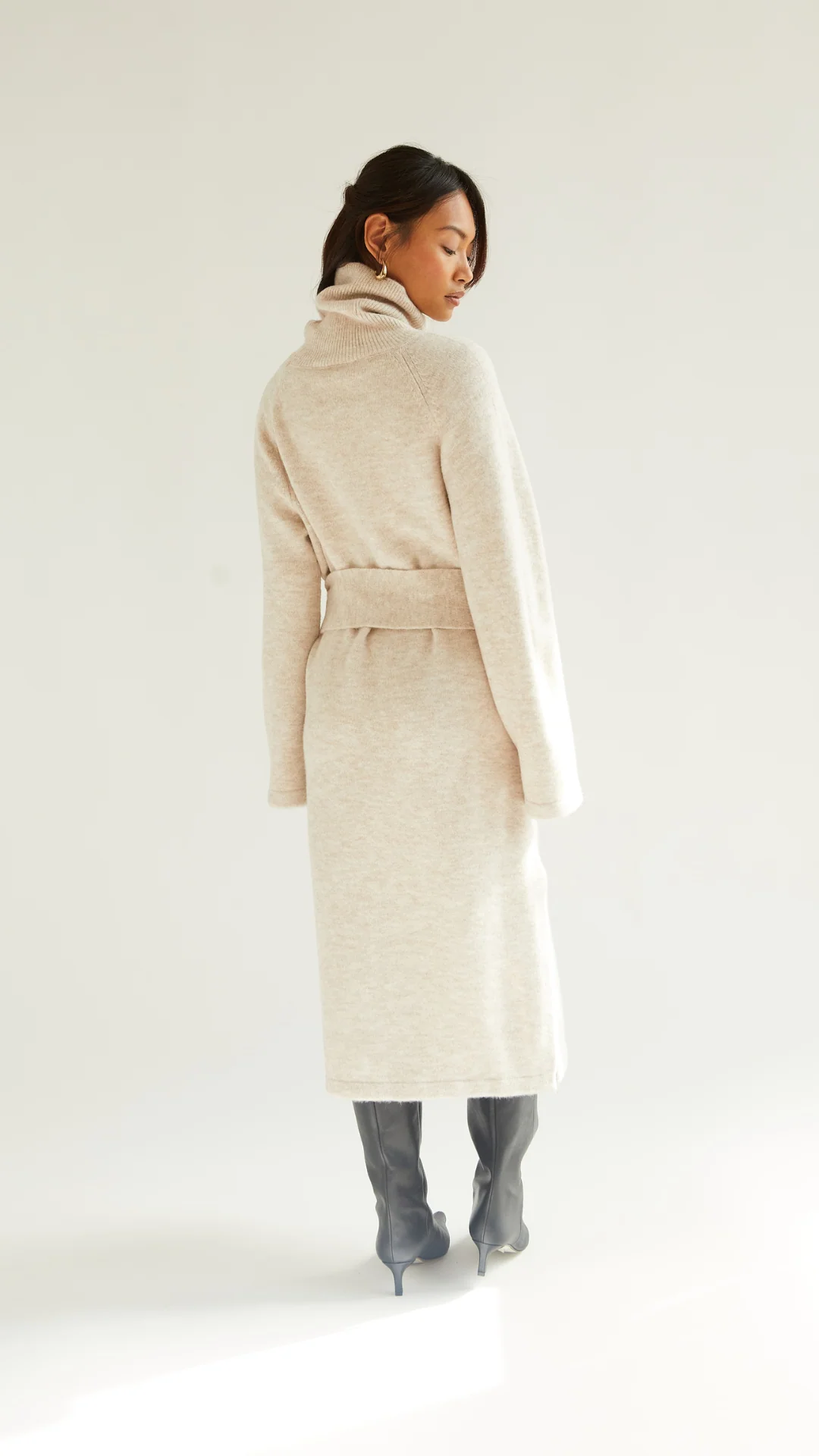 Abbie Knitted Dress - Sand - Image 10