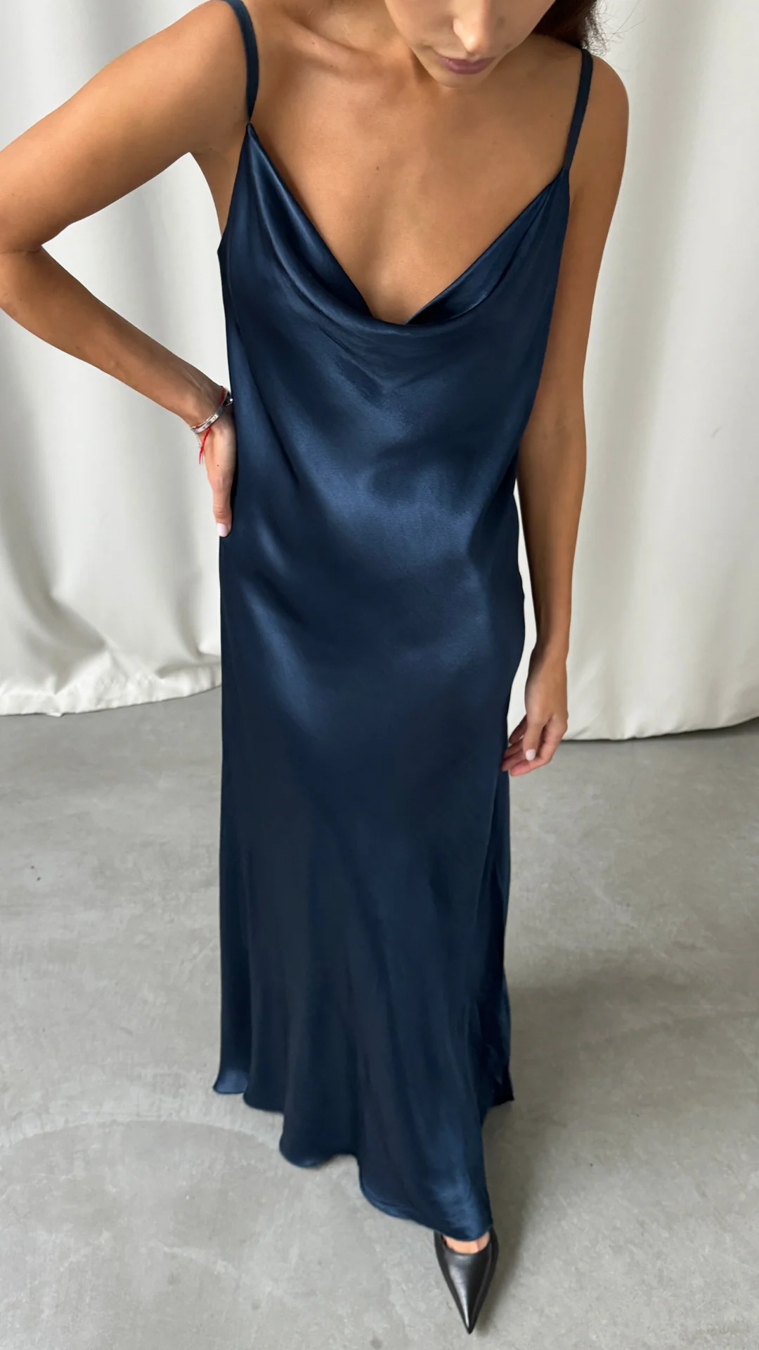Alena Satin Dress - Deep Navy - Image 4