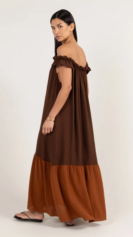 Alessia Contrast Dress - Cocoa/Caramel - Image 6