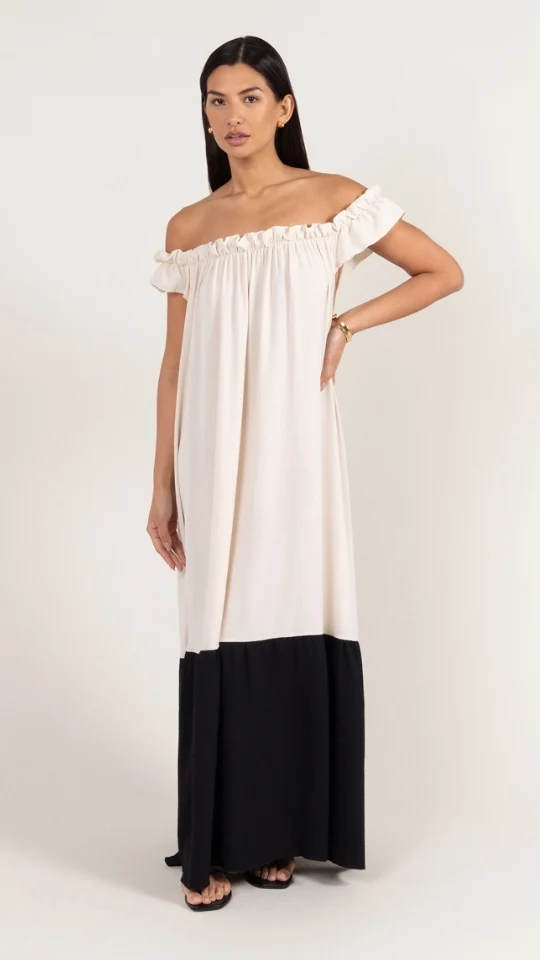 Alessia Contrast Dress - Ivory/ Black - Image 3