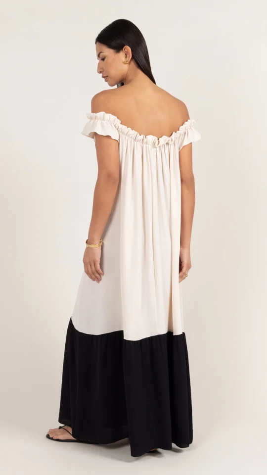 Alessia Contrast Dress - Ivory/ Black - Image 4