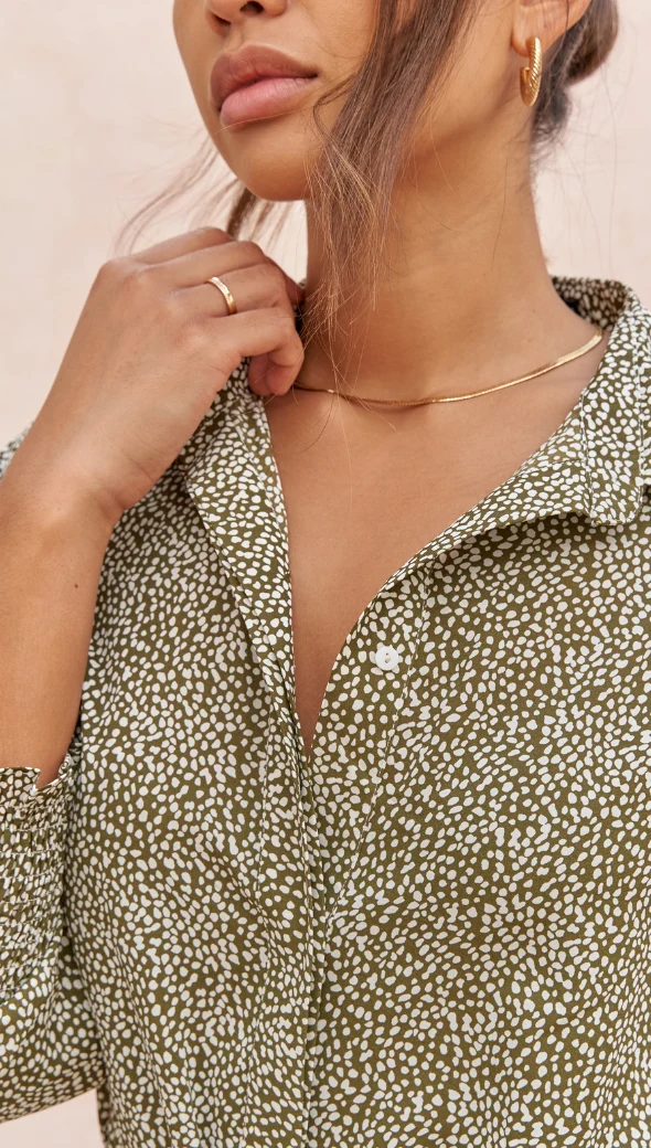 Alina Shirt Dress - Khaki Print - Image 2