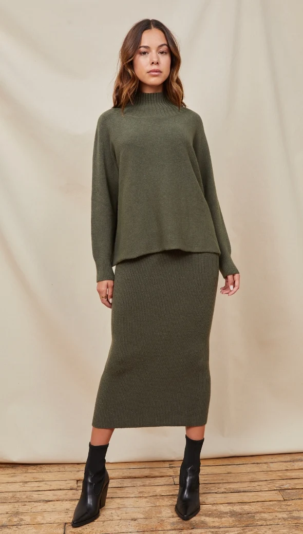 Alma Pencil Skirt - Khaki - Image 10