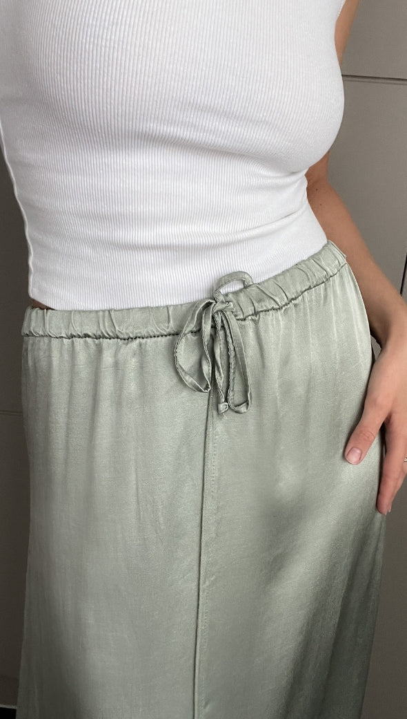 Phoebe Satin Skirt - Eucalyptus - Image 7
