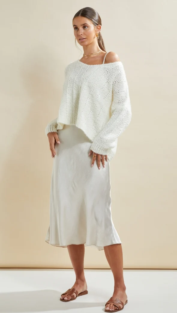 Iris Satin Dress - Pearl - Image 8