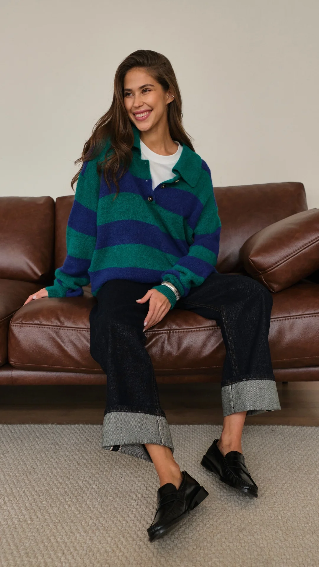 Arlo Sweater - Emerald Blue Marine Stripes - Image 8