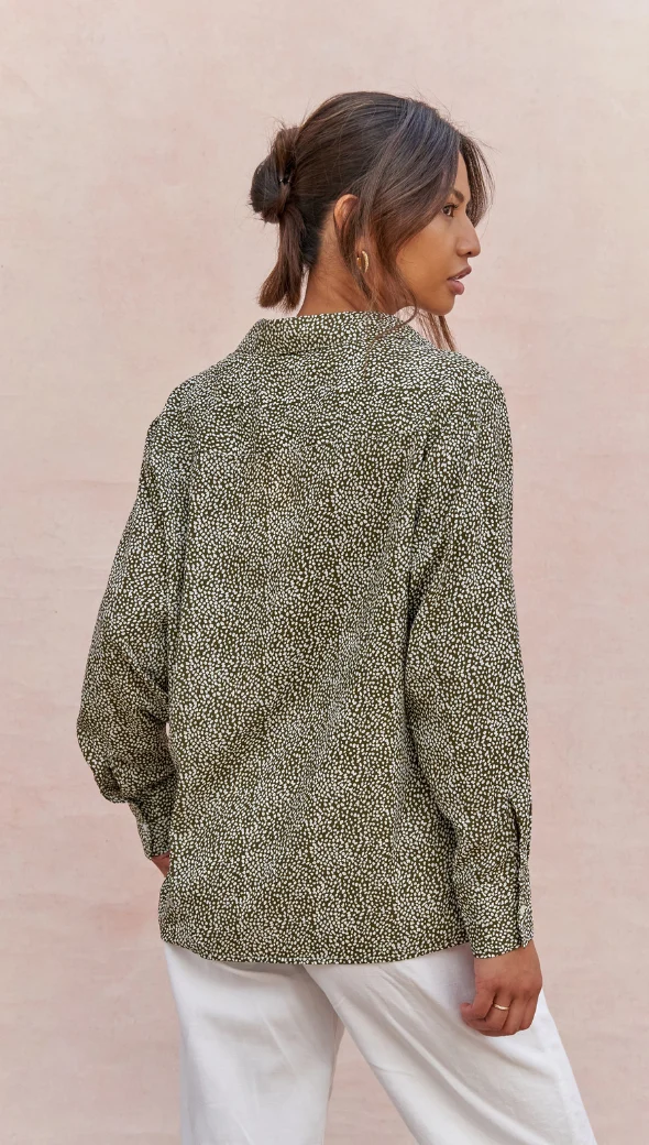 Ayla Shirt - Khaki Print - Image 12