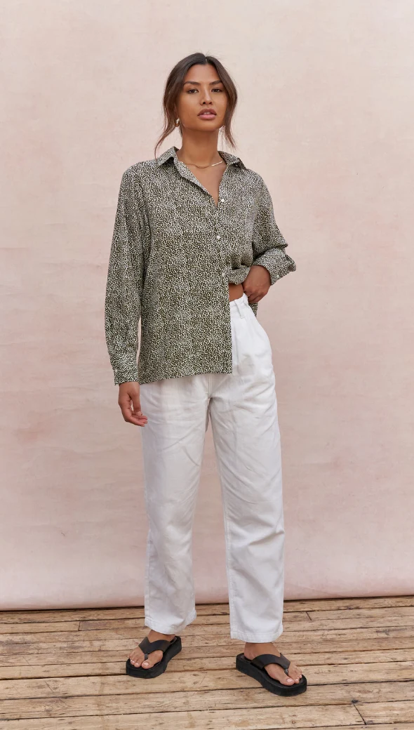 Ayla Shirt - Khaki Print - Image 13