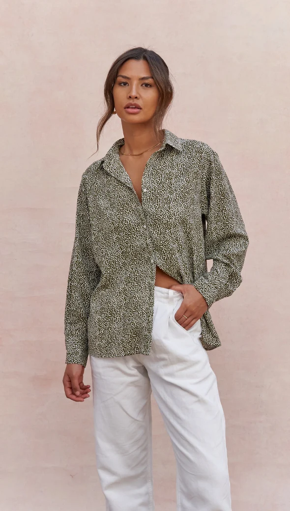 Ayla Shirt - Khaki Print - Image 15