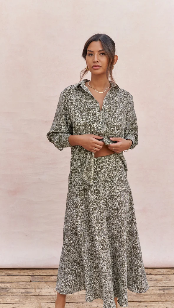 Ayla Shirt - Khaki Print - Image 3