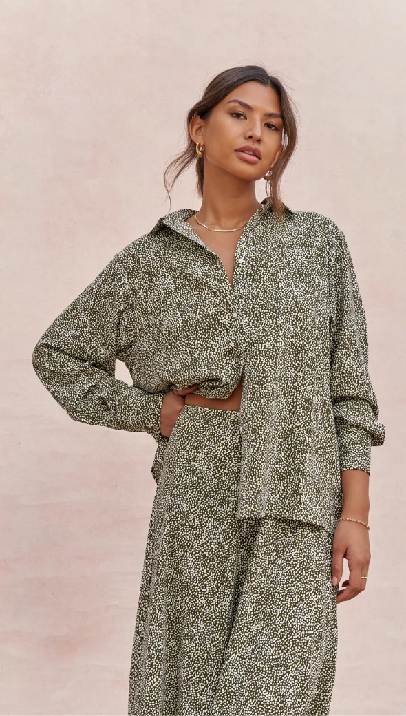 Ayla Shirt - Khaki Print - Image 4