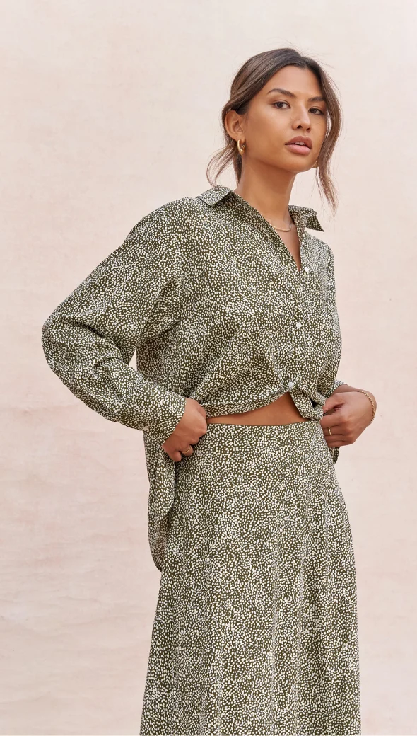 Ayla Shirt - Khaki Print - Image 5
