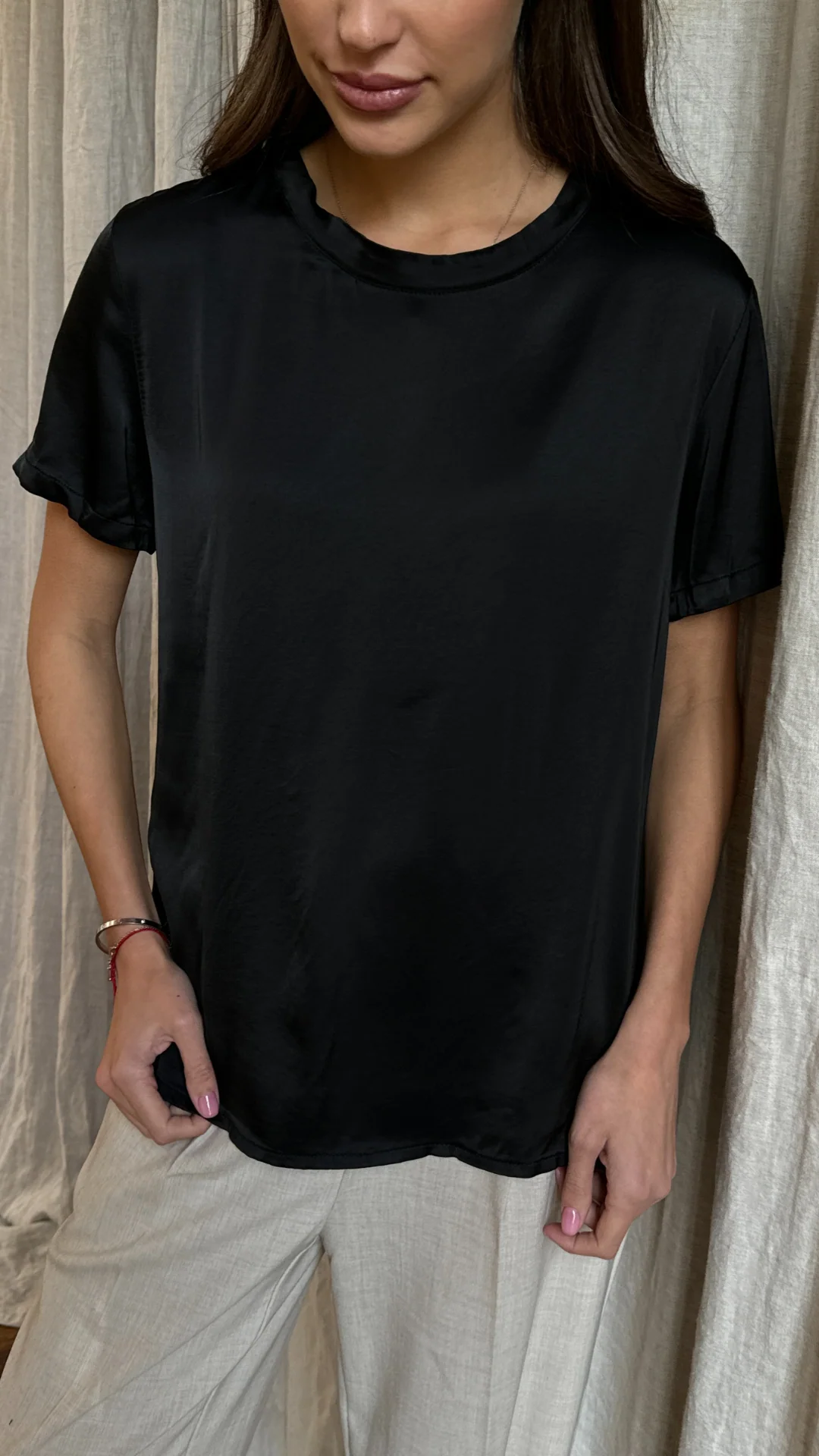 Bree Satin Top - Black - Image 6