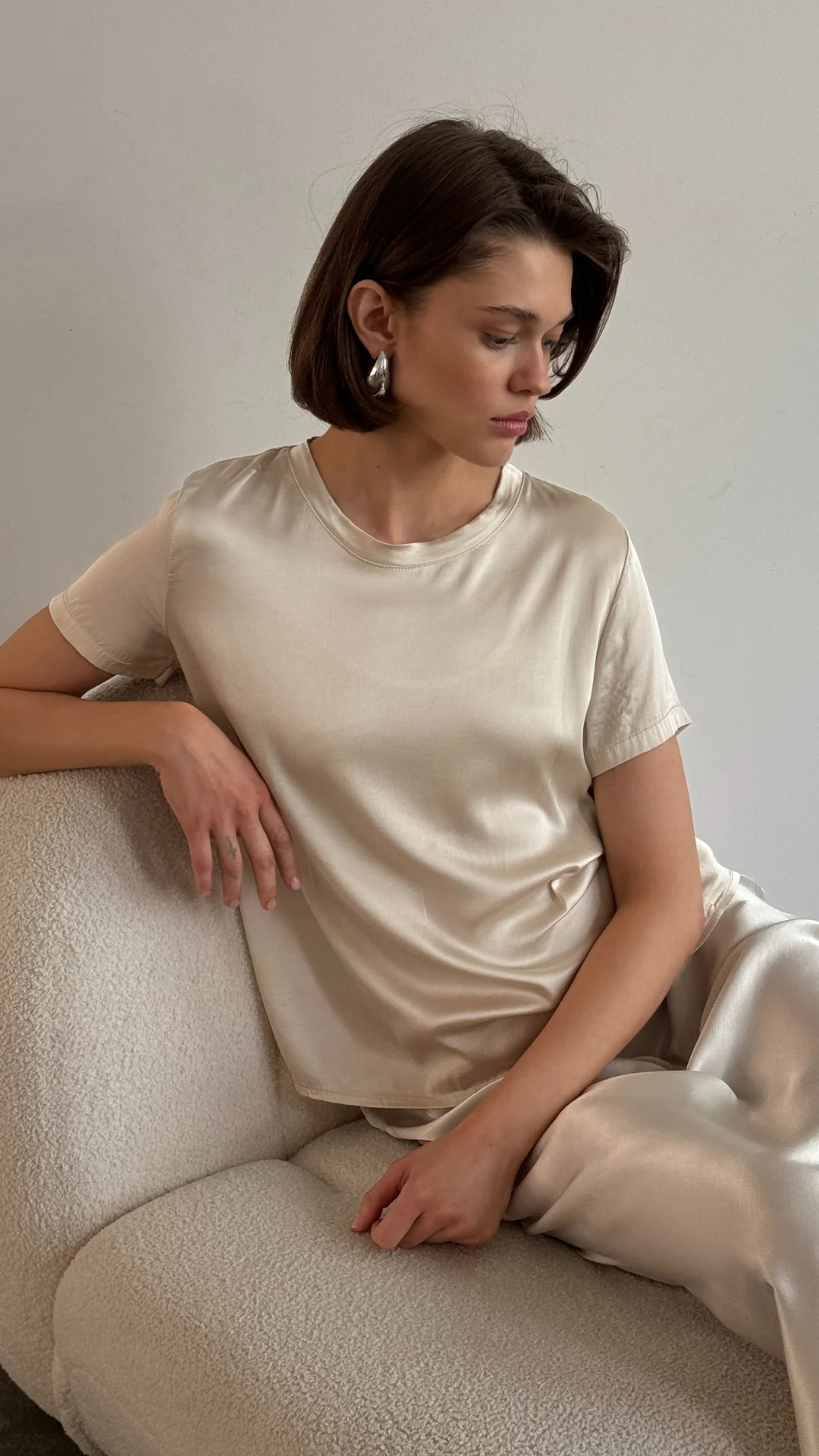 Bree Satin Top - Ivory - Image 20