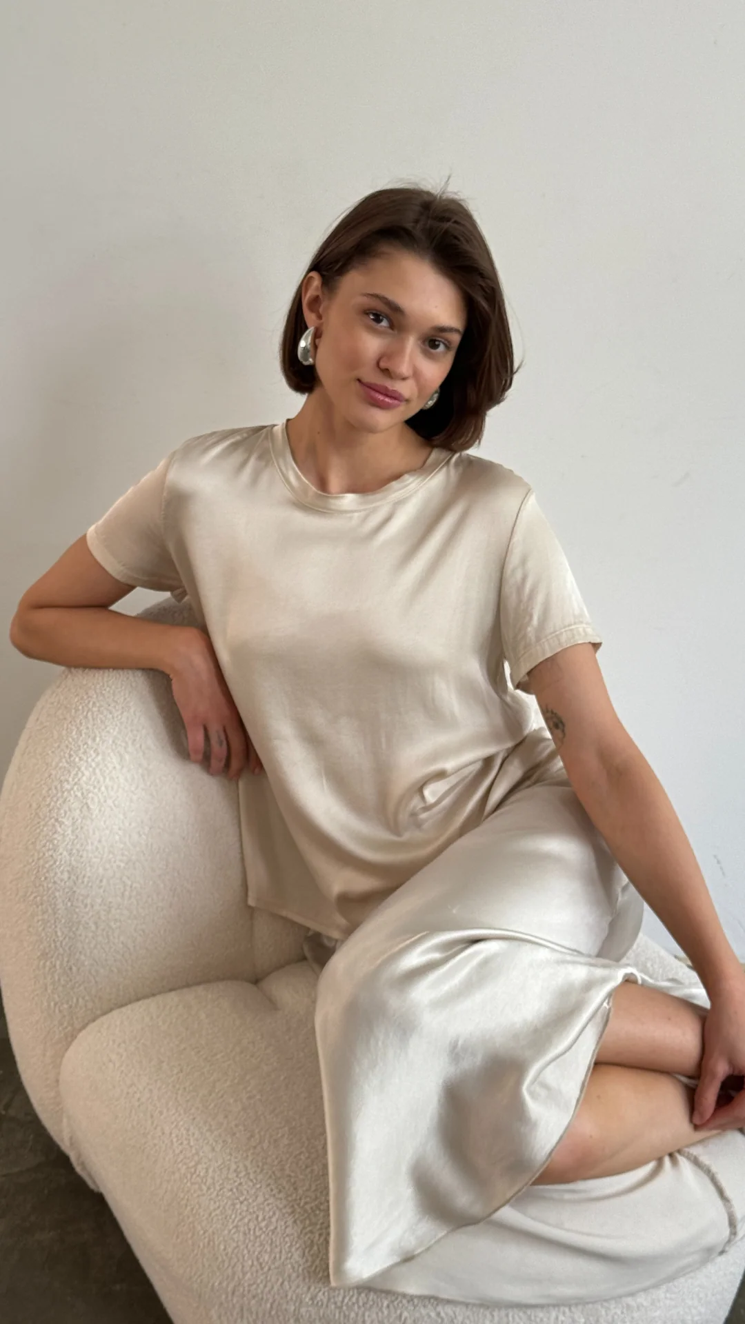 Bree Satin Top - Ivory - Image 21