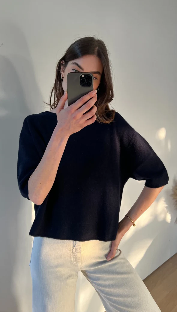Camille Cashmere Sweater - Navy - Image 3