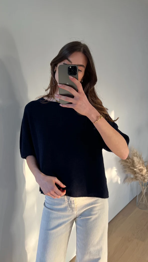 Camille Cashmere Sweater - Navy - Image 5