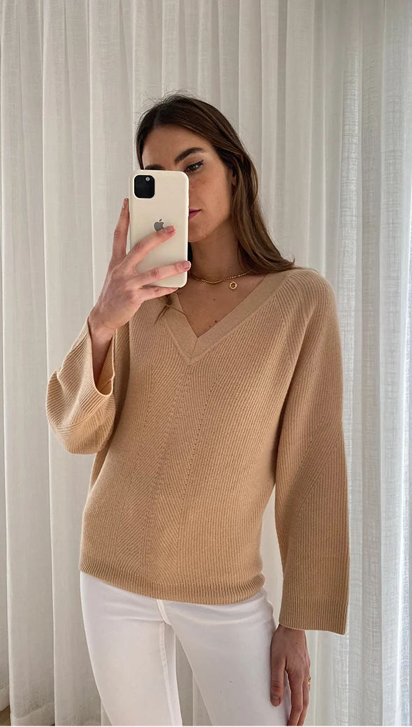 Camryn Pure Cashmere Sweater - Sand - Image 4