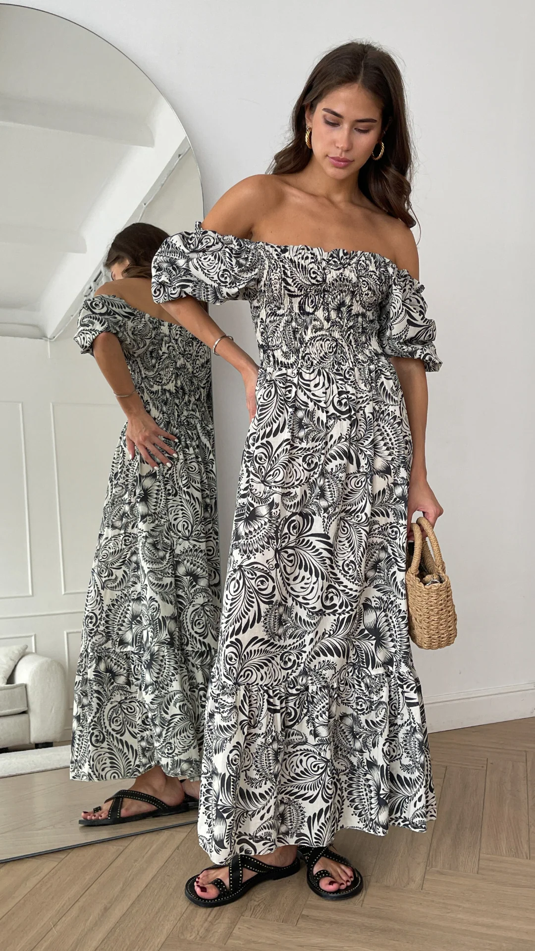 Carina Print Dress - Black Print - Image 5