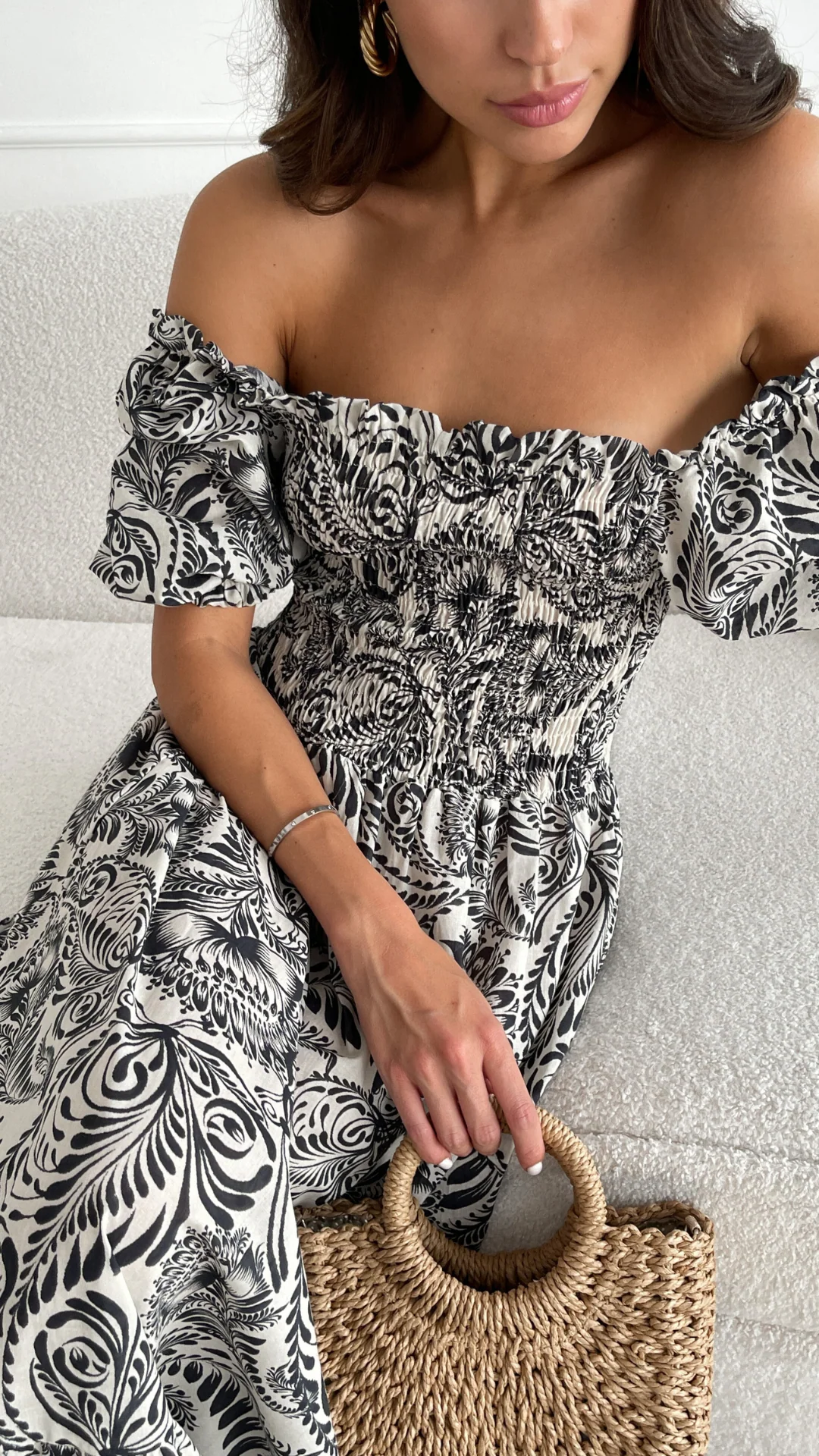 Carina Print Dress - Black Print - Image 7
