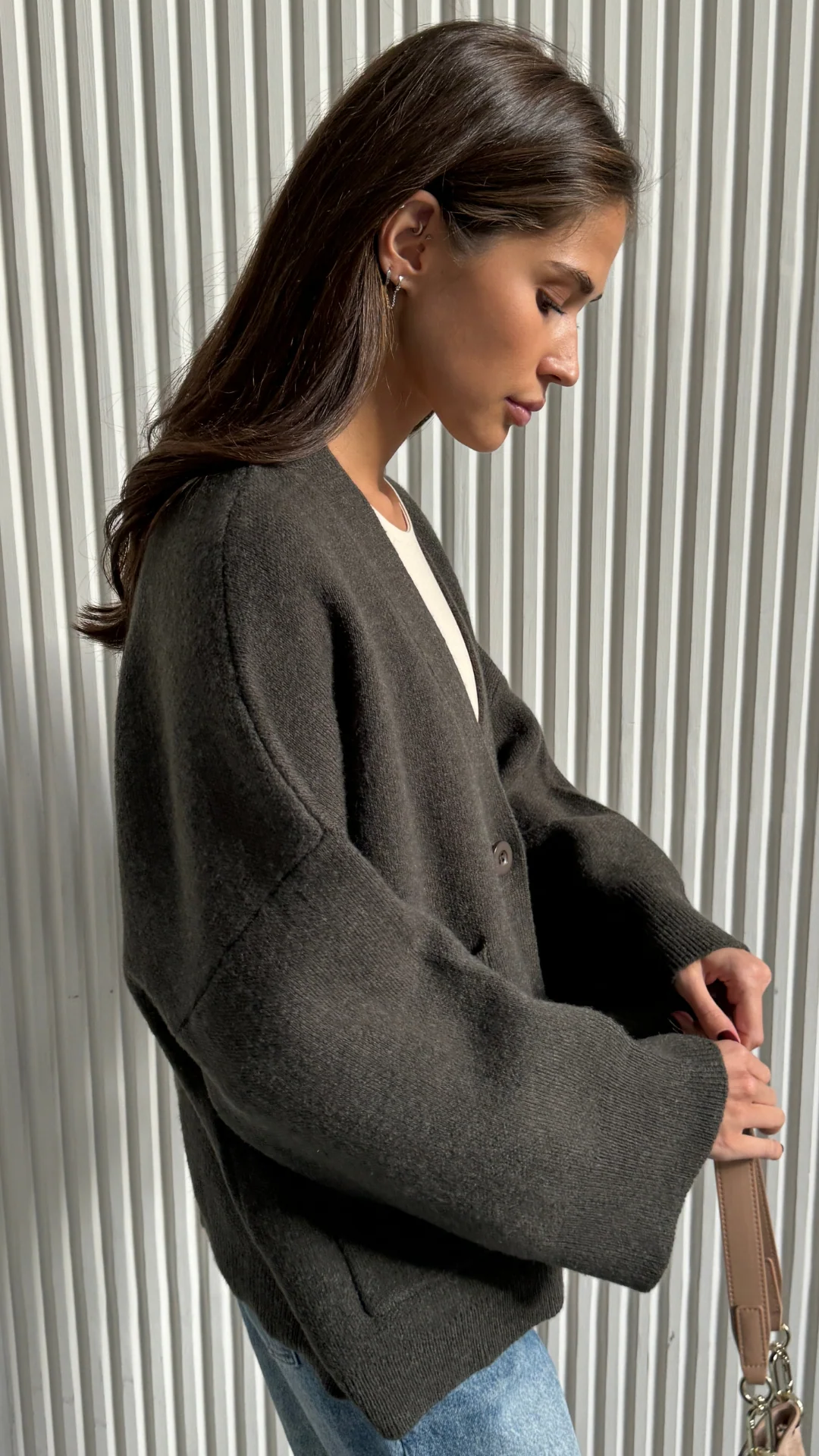 Cassandra Cardigan - Dark Khaki - Image 3