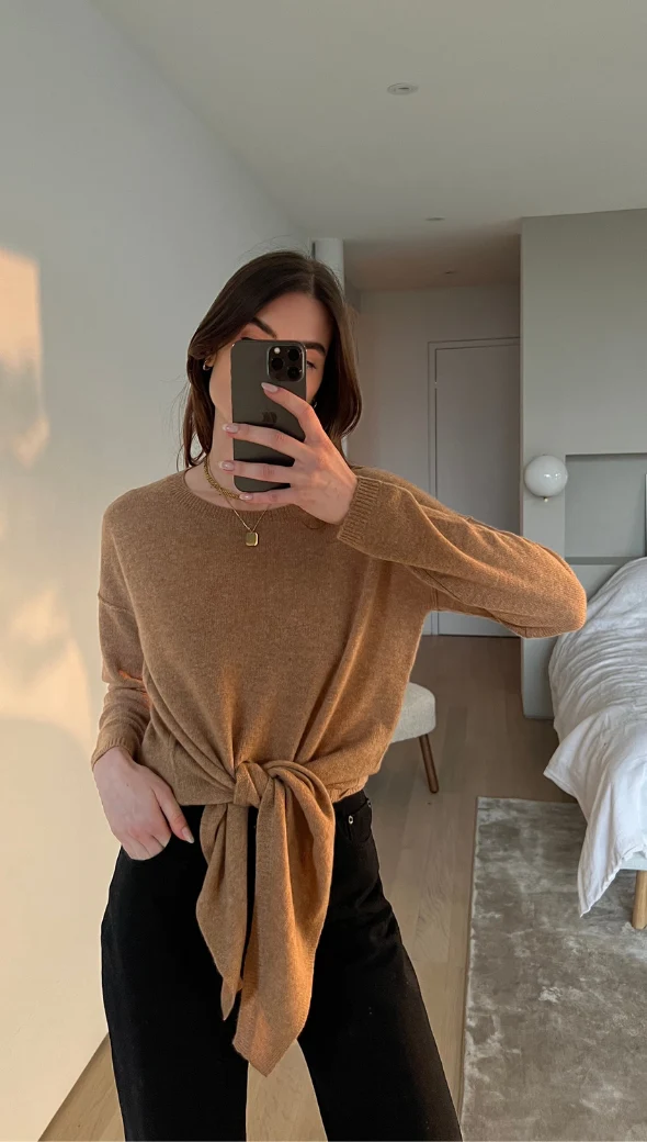 Christa Cashmere Sweater - Tan - Image 2