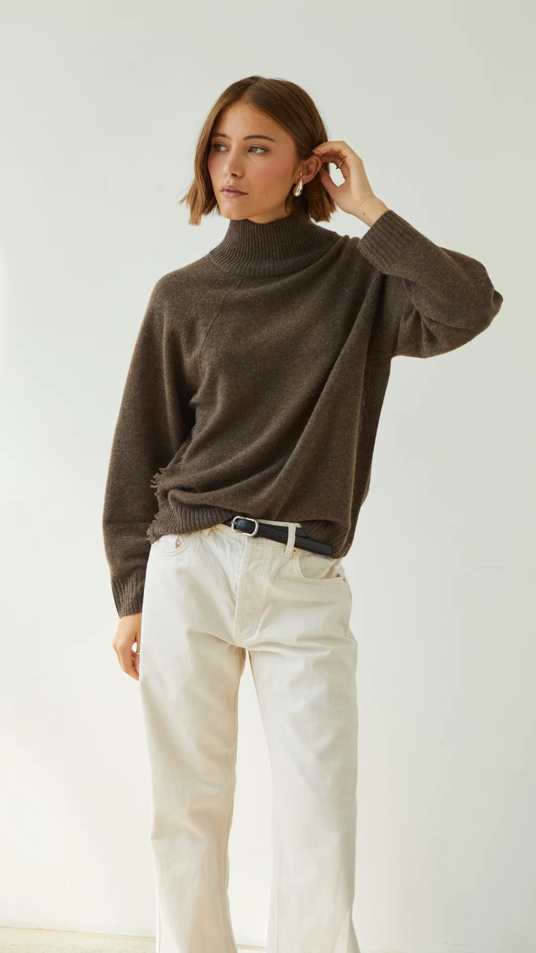 Cian Cashmere Sweater - Bark - Image 5