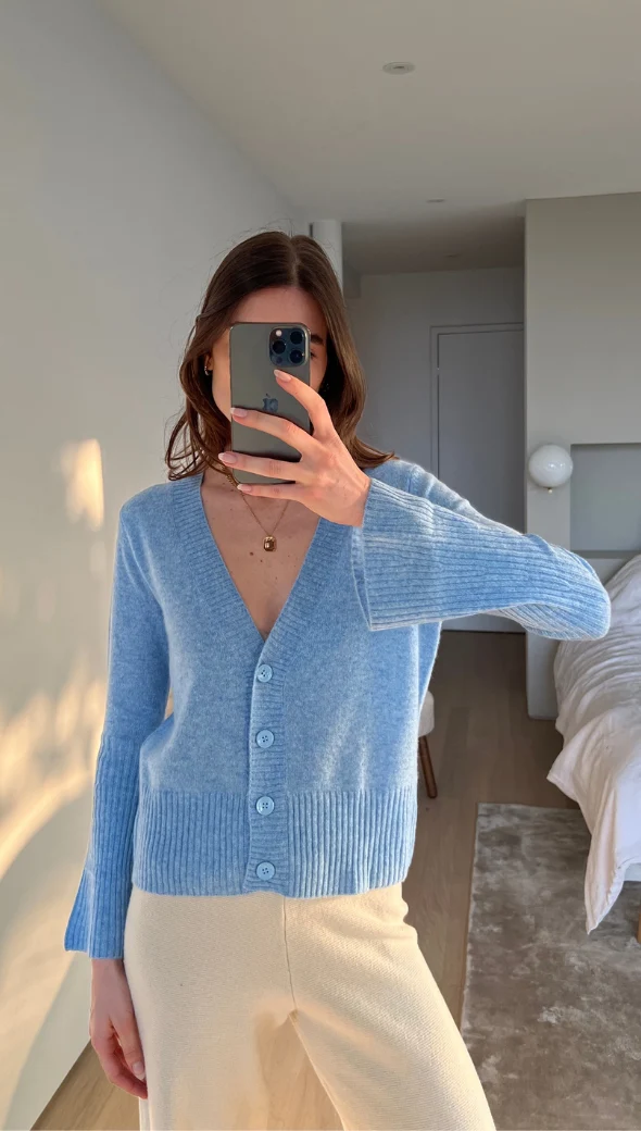 Cindy Cashmere Cardigan - Sky - Image 3