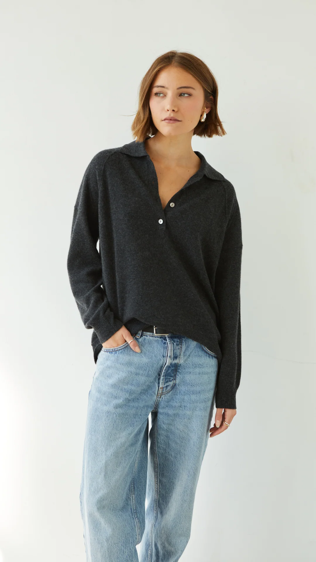 Caprice Cashmere Sweater - Dark Grey - Image 4