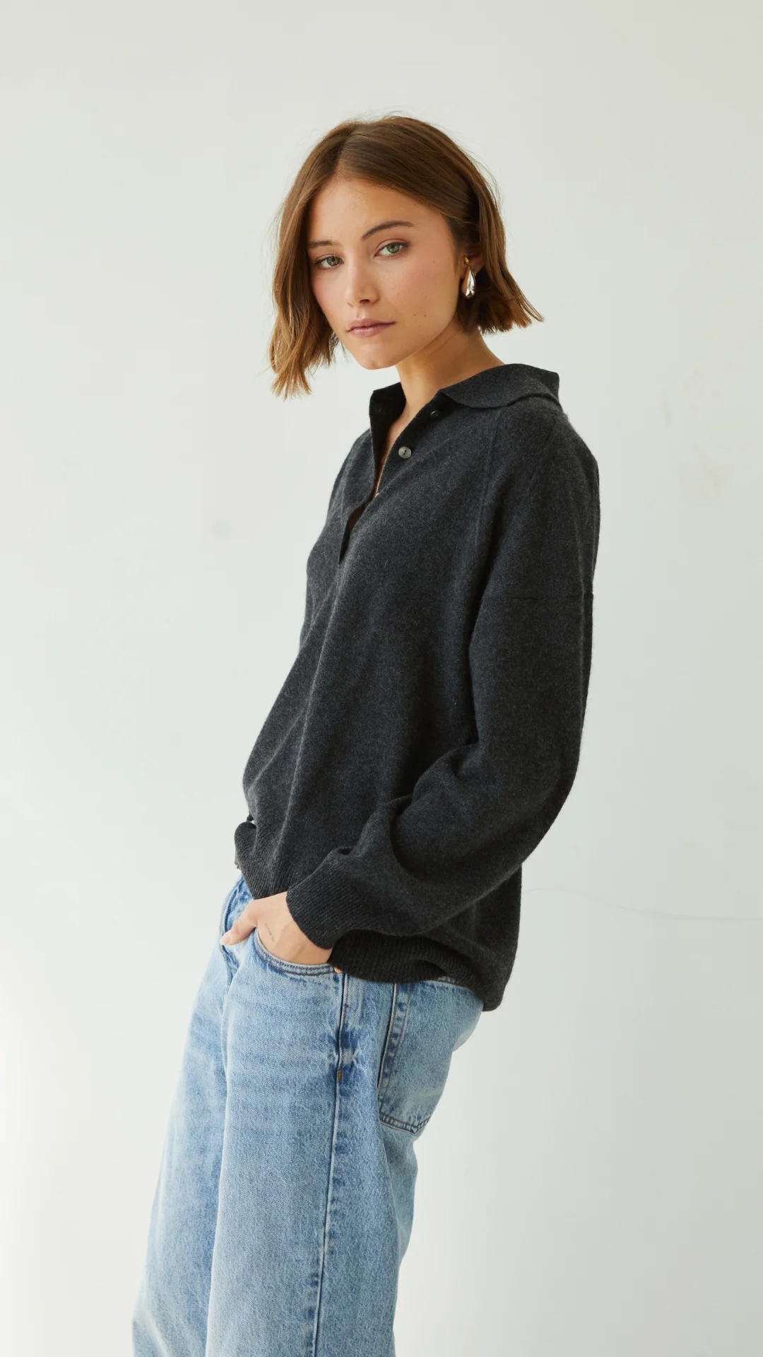 Caprice Cashmere Sweater - Dark Grey - Image 8