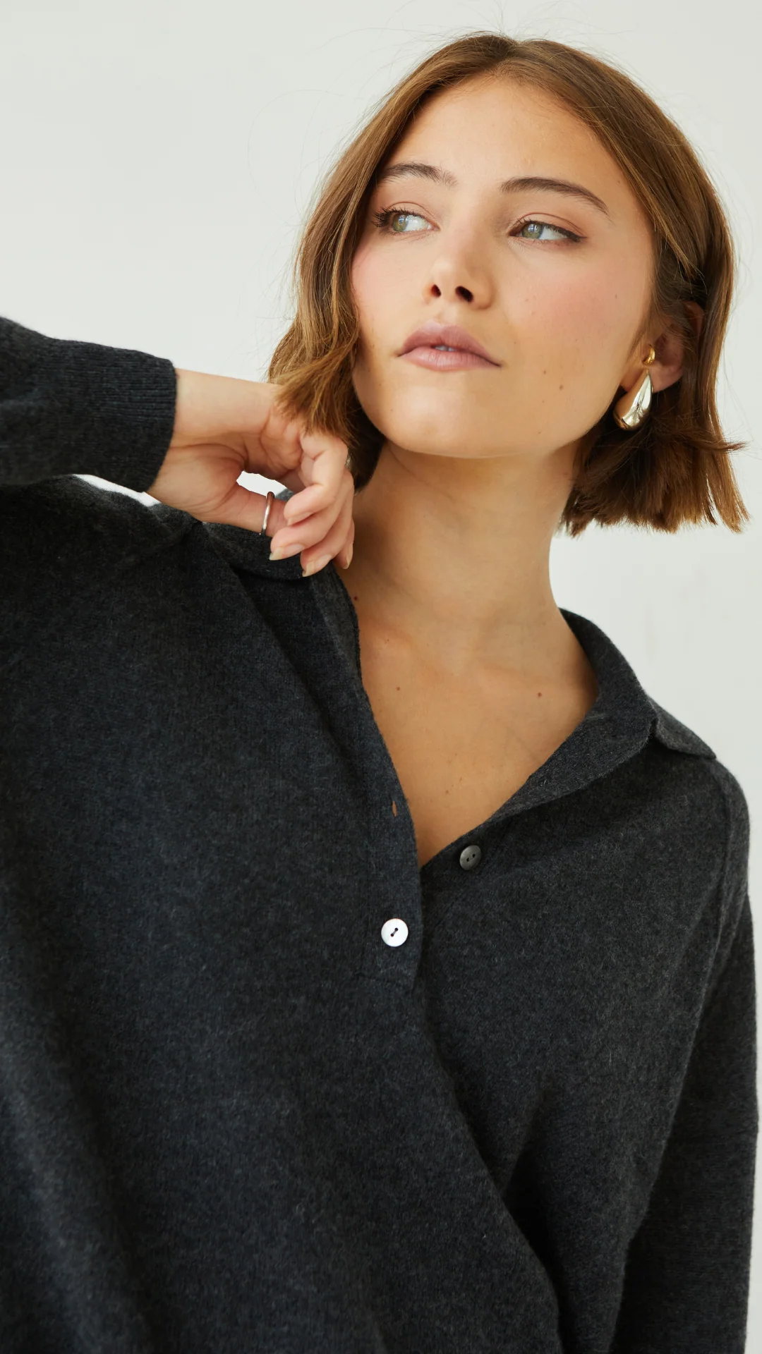 Caprice Cashmere Sweater - Dark Grey - Image 9