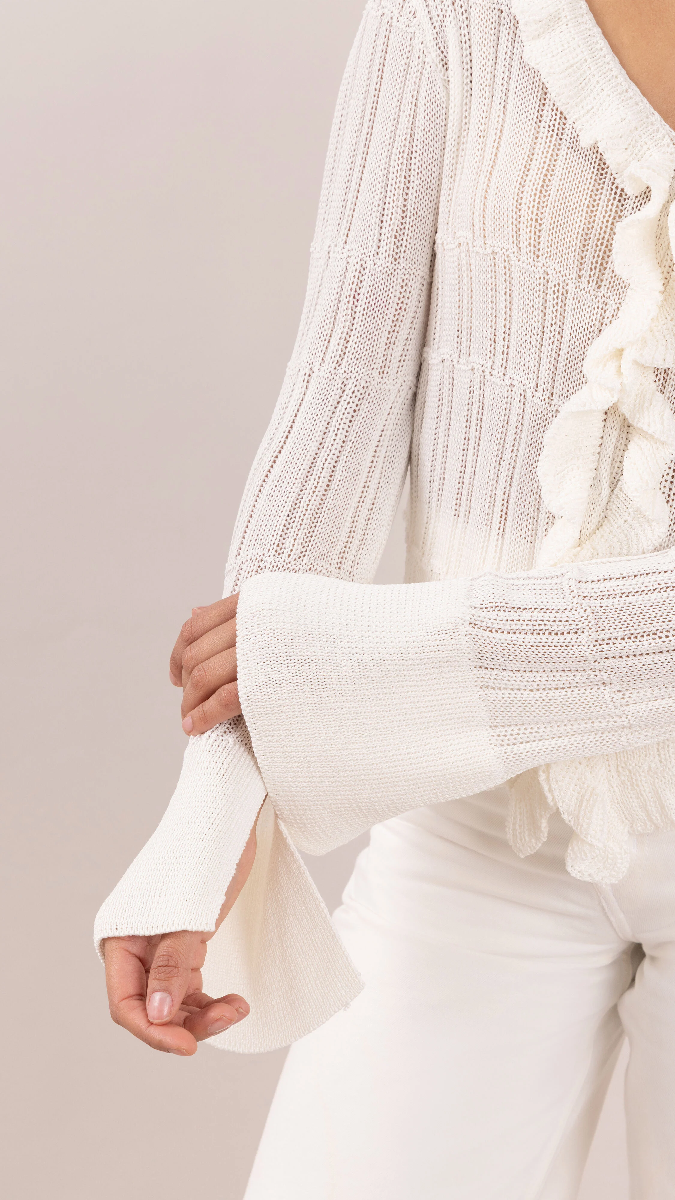 Daisy Frill Cardigan - Ivory - Image 11
