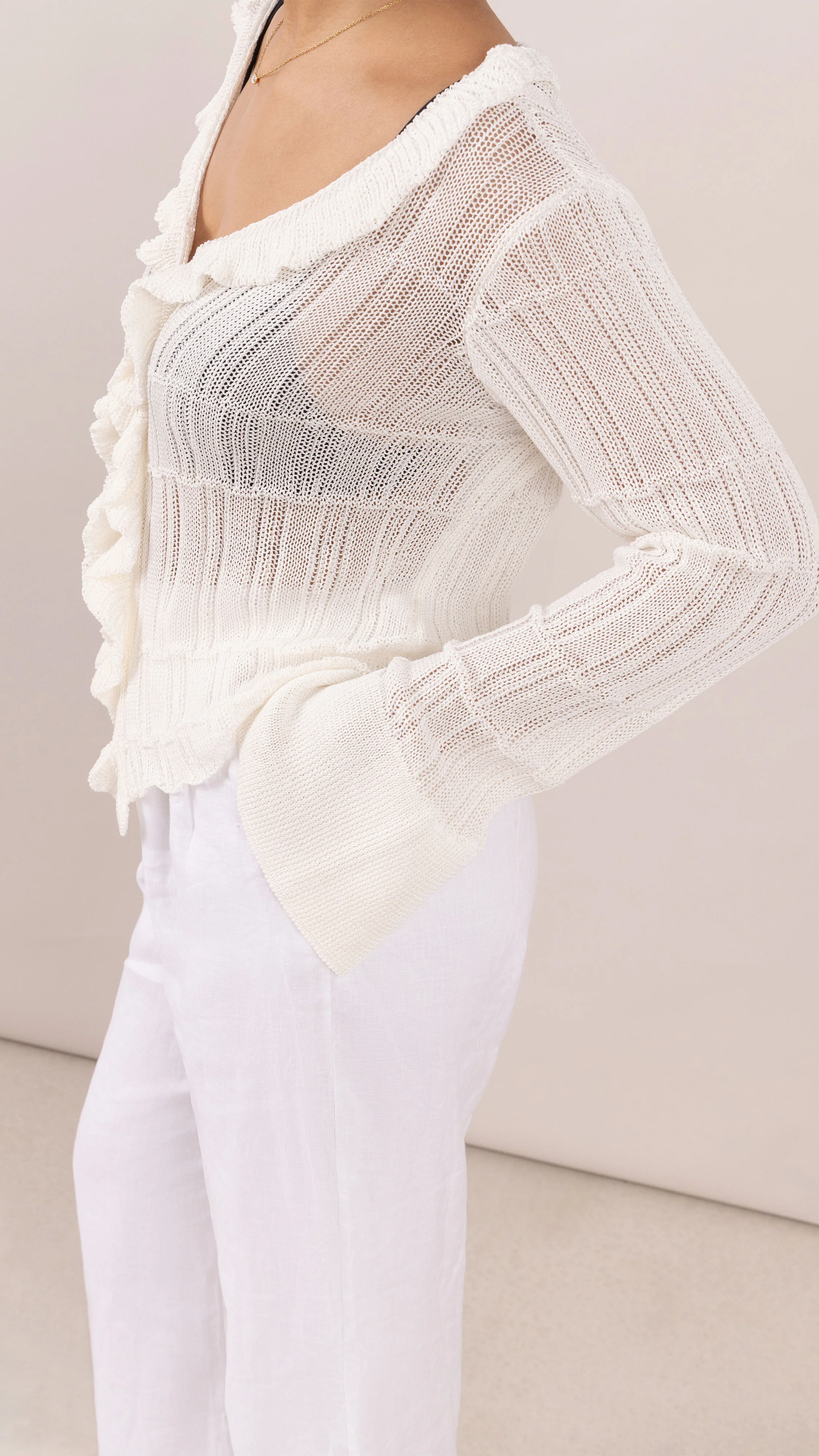 Daisy Frill Cardigan - Ivory - Image 7