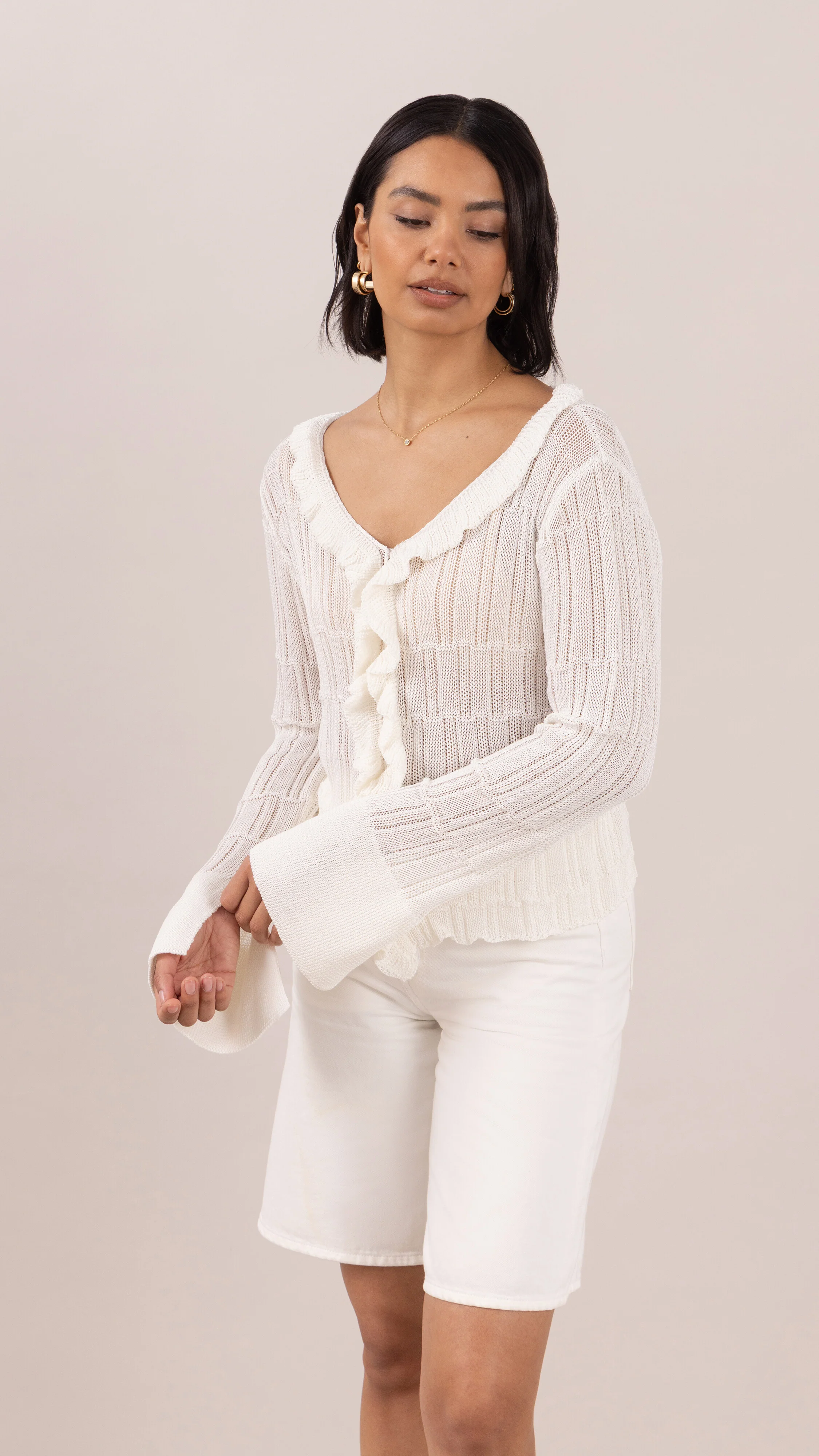 Daisy Frill Cardigan - Ivory - Image 8