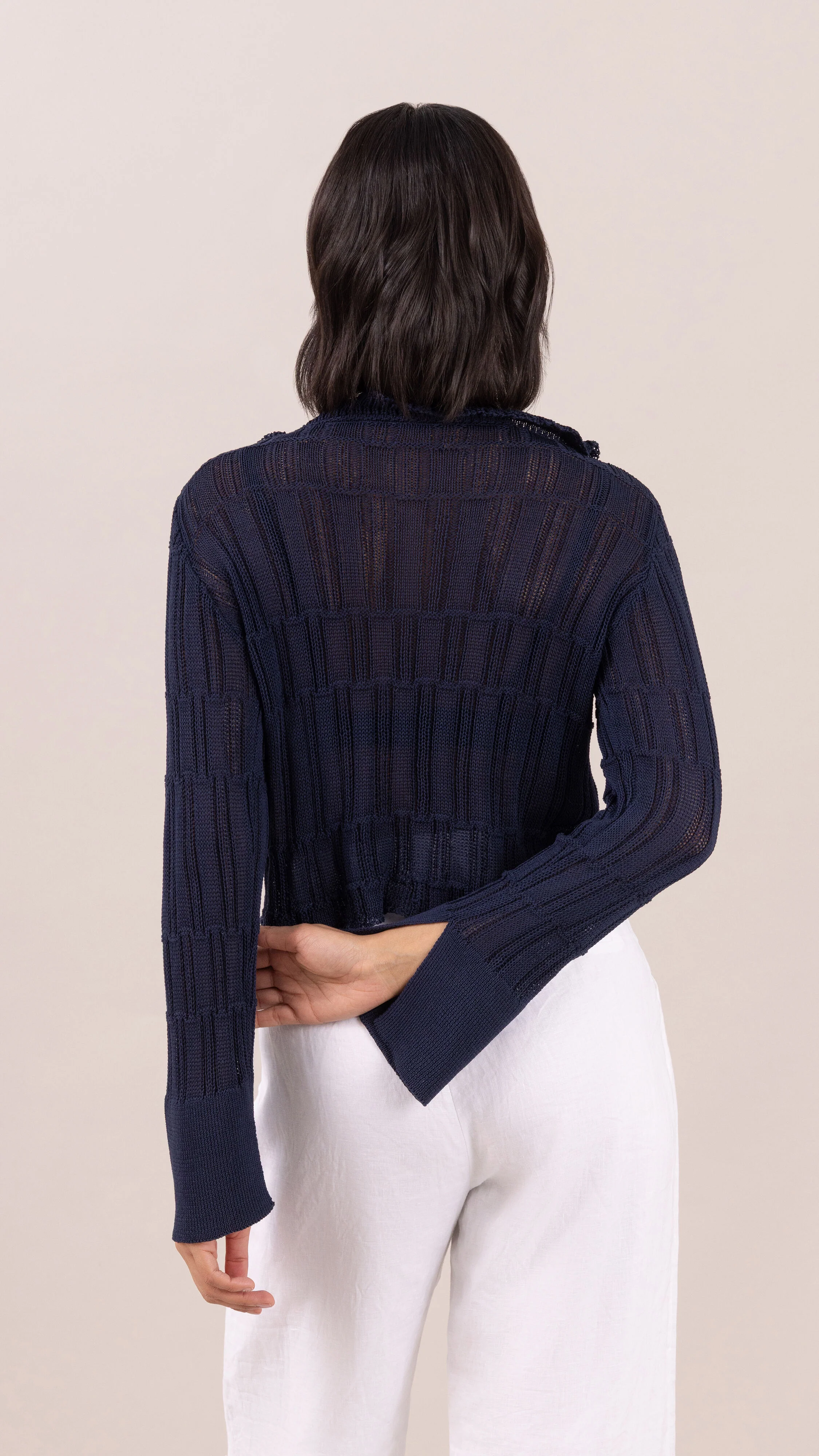 Daisy Frill Cardigan - Navy Blue - Image 4