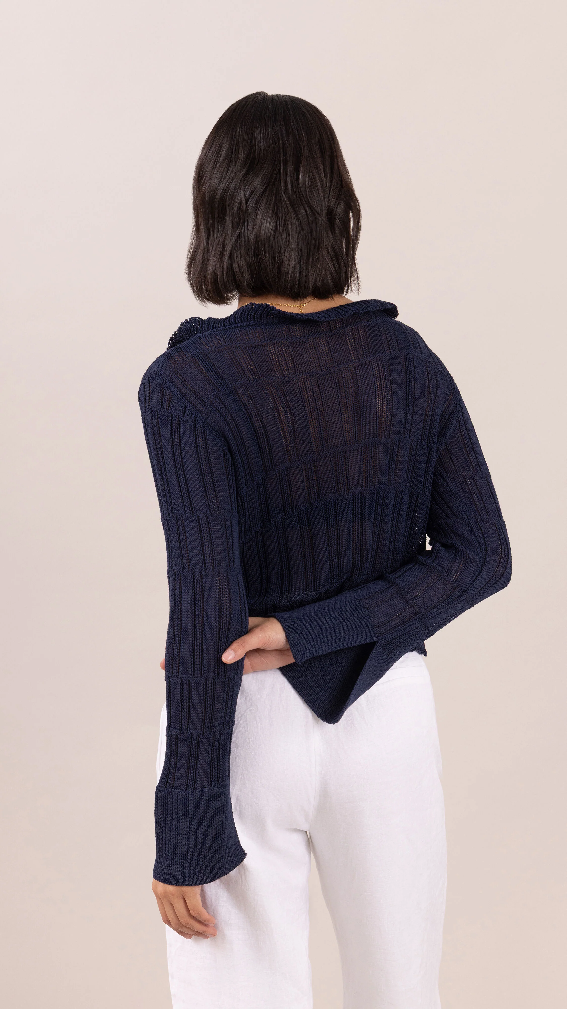 Daisy Frill Cardigan - Navy Blue - Image 8