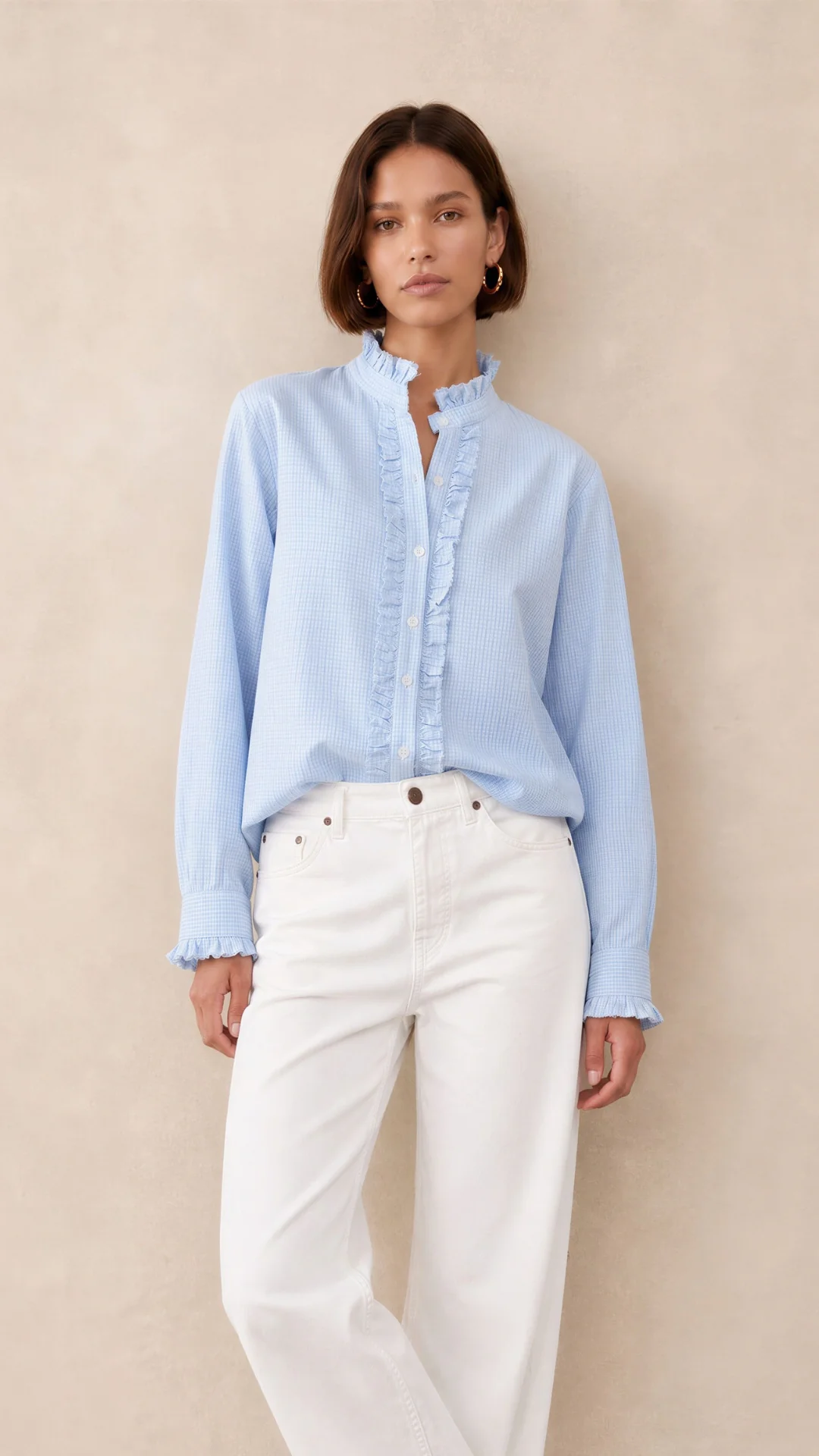 Daria Shirt - Soft Blue Check - Image 4