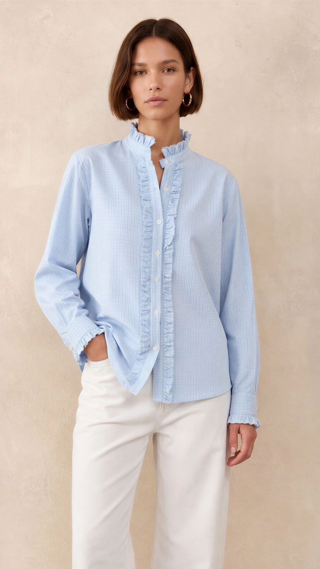 Daria Shirt - Soft Blue Check - Image 7