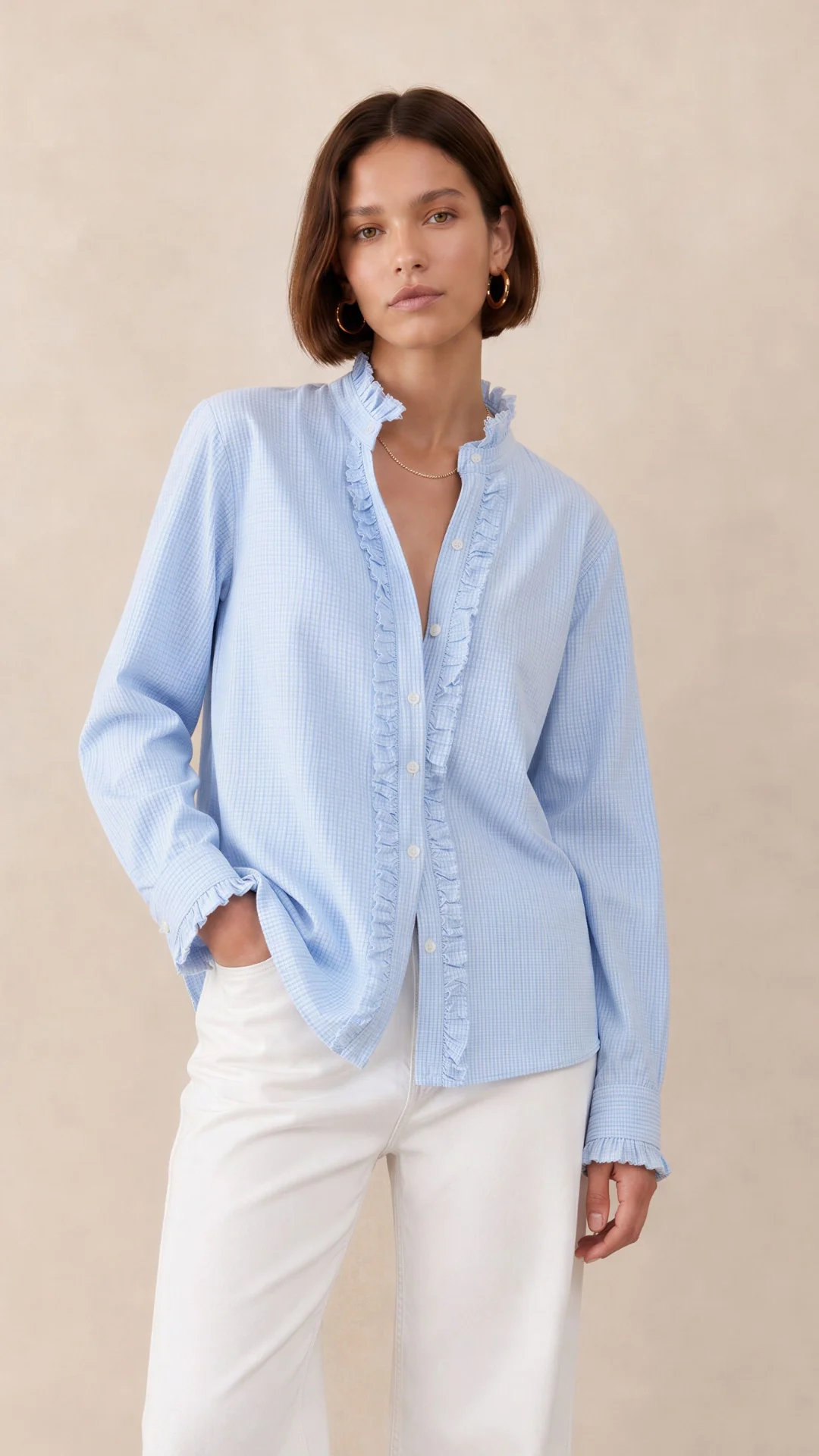 Daria Shirt - Soft Blue Check - Image 9