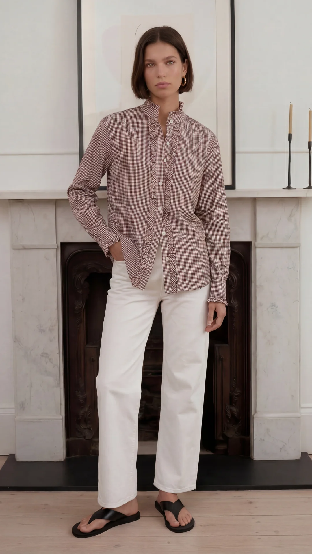 Daria Shirt - Brown Gingham - Image 5