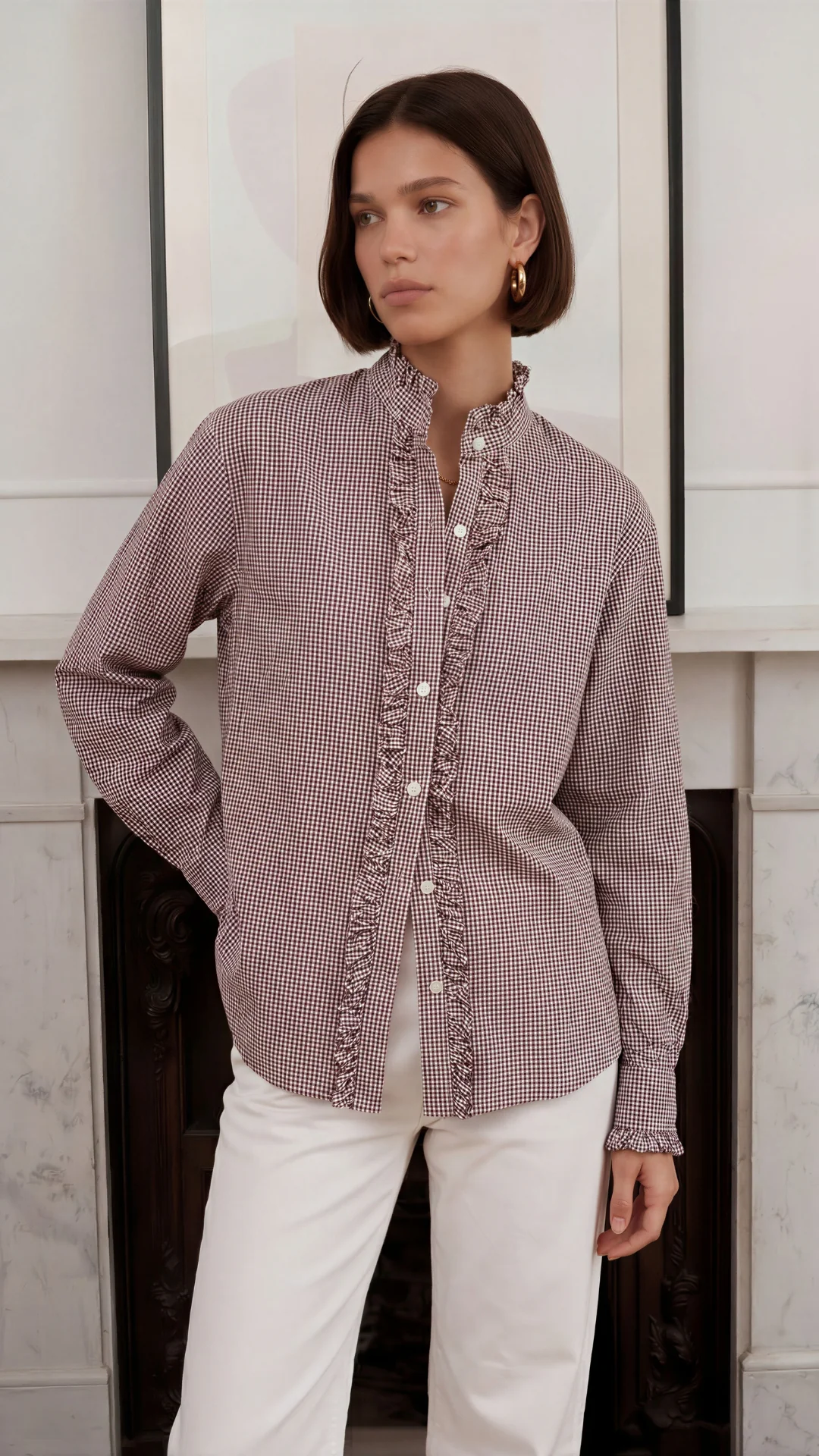 Daria Shirt - Brown Gingham - Image 6