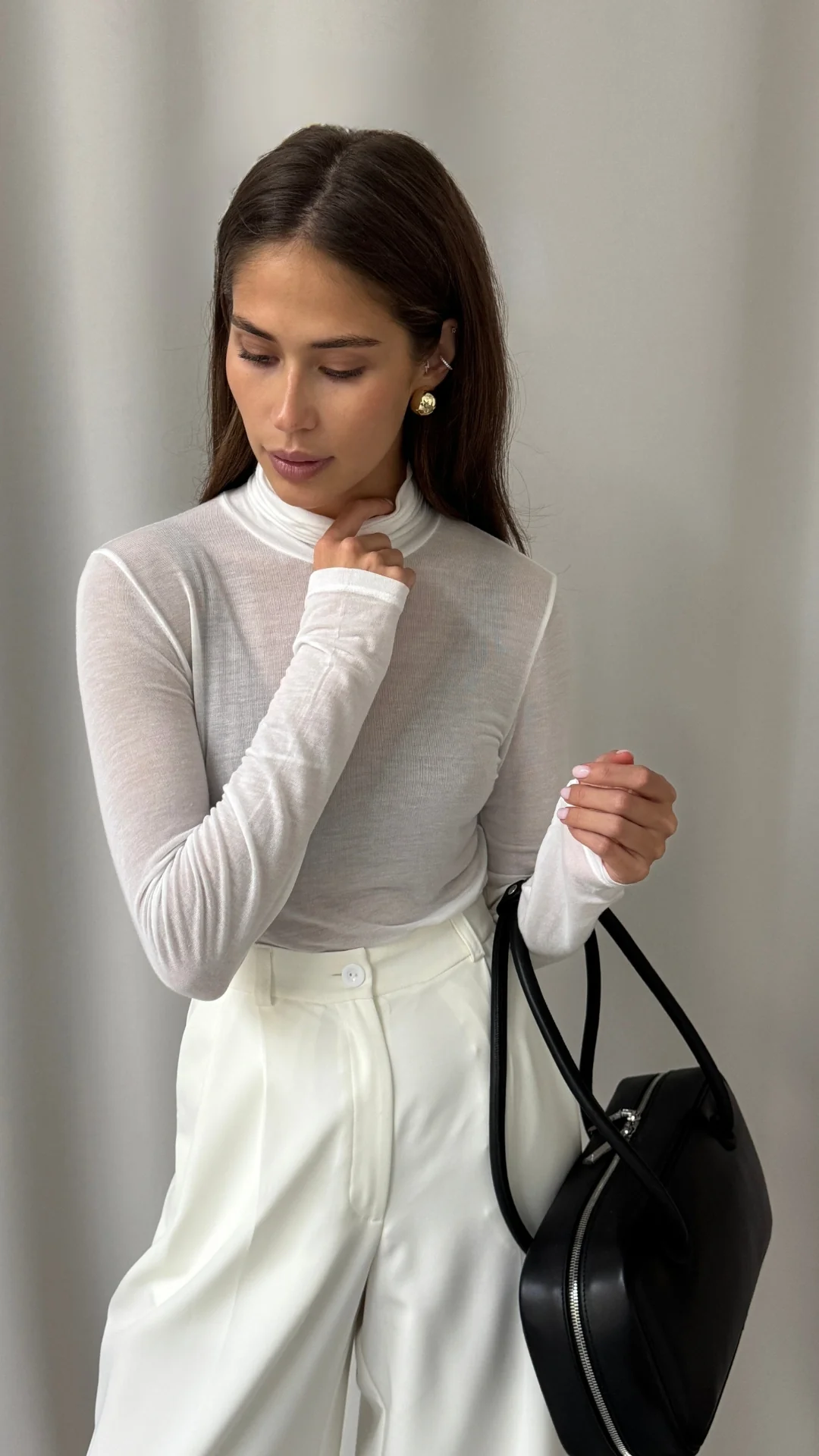 Demi Cashmere Jersey Top - White - Image 7