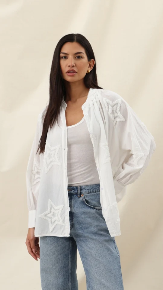 Estelle Star Detail Shirt  - Ecru - Image 2