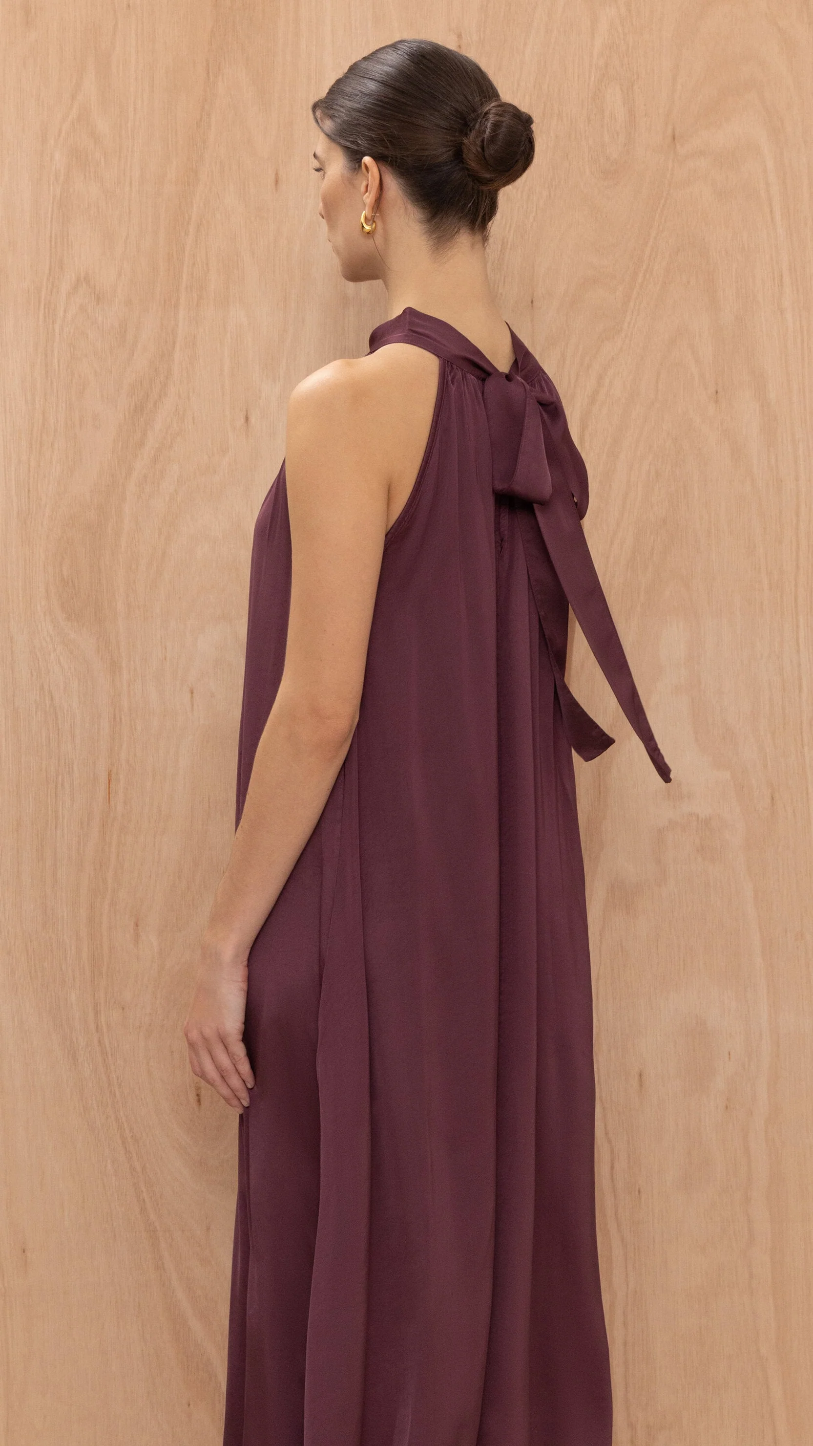 Everly Column Satin Dress - Burgundy - Image 14