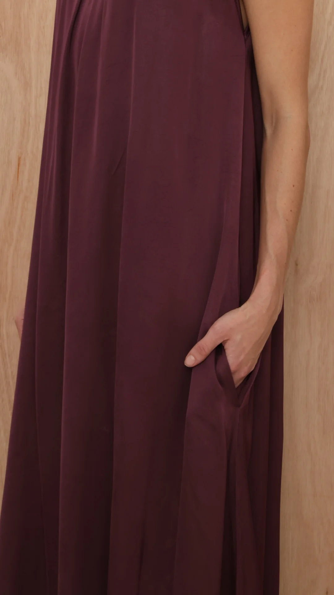Everly Column Satin Dress - Burgundy - Image 4