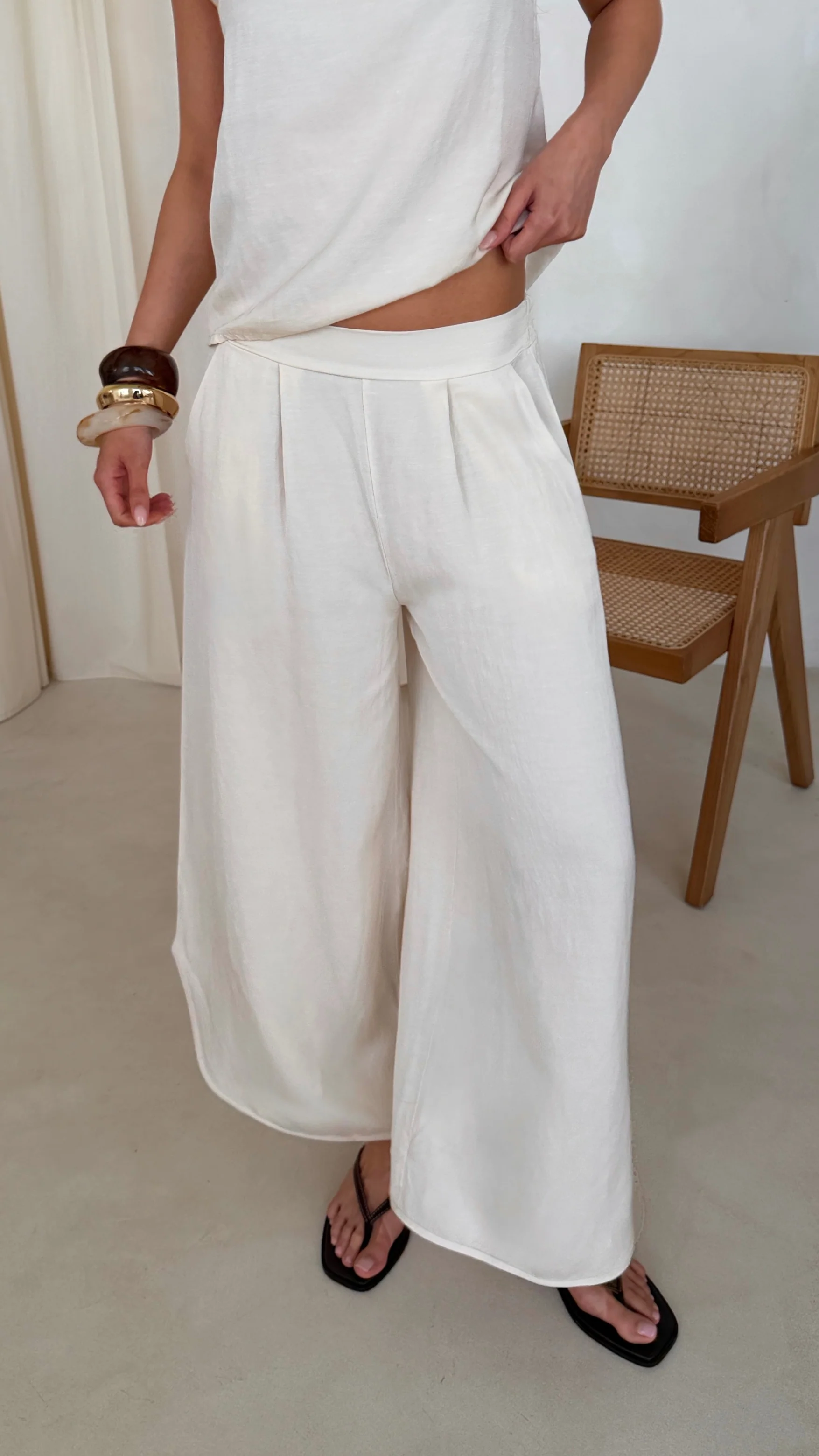 Flavia Tencel Linen Trousers - Ivory - Image 2