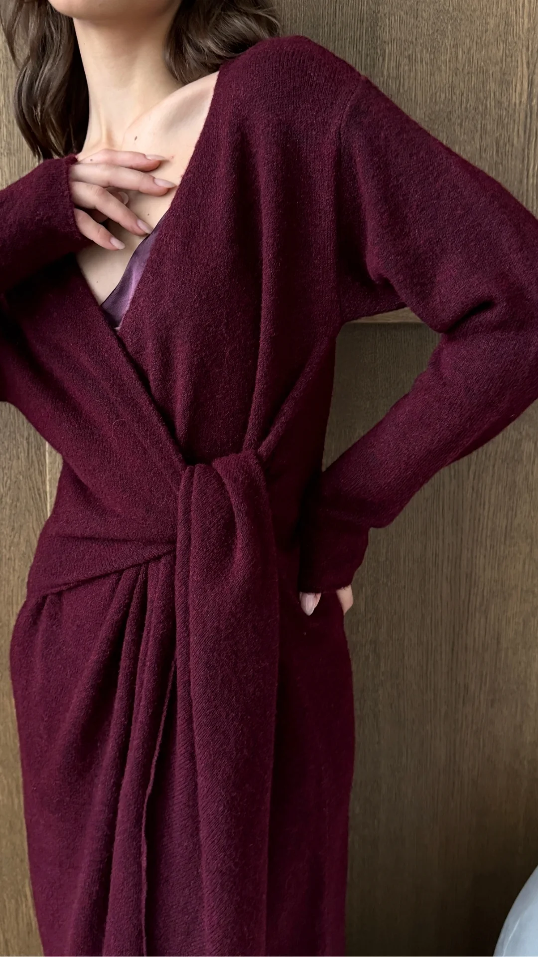 Keira Knit Wrap Dress - Bordeaux - Image 8