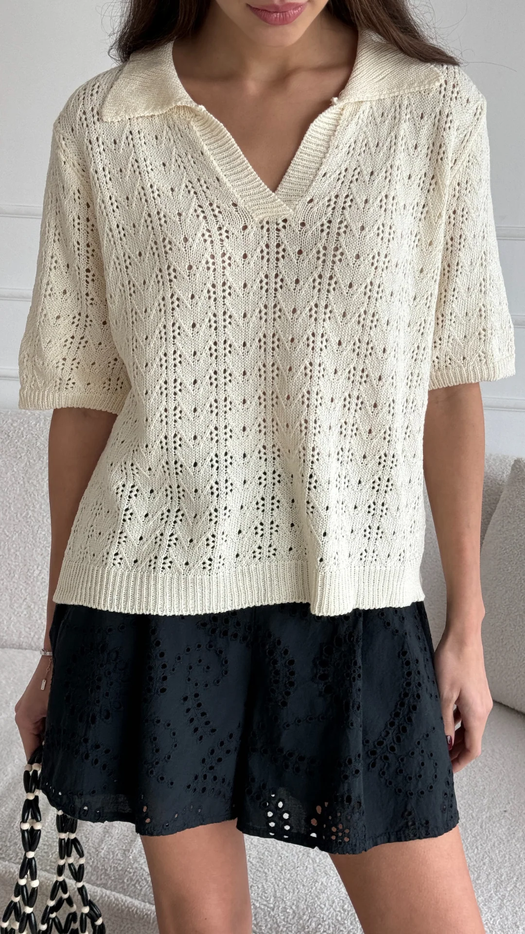 Laina Broderie Shorts - Black - Image 3