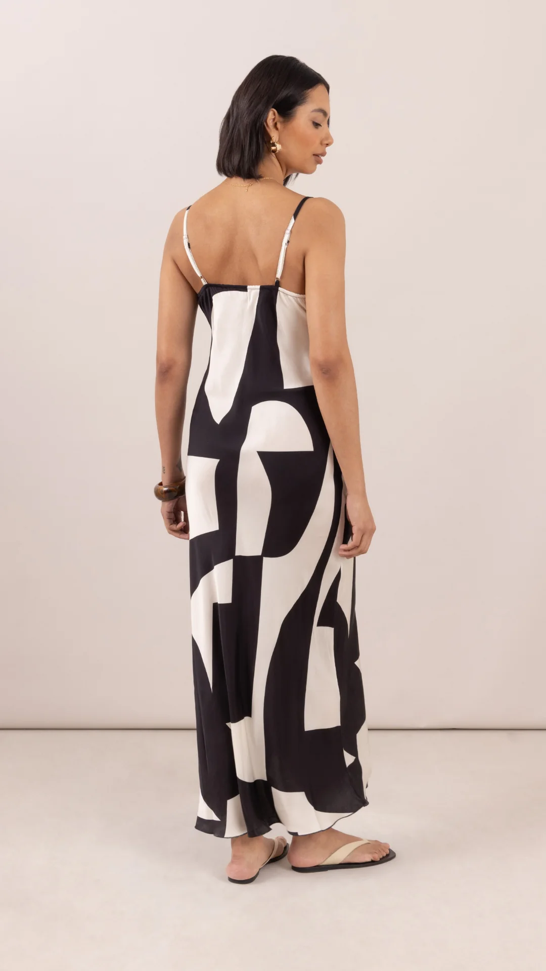 Lana Satin Dress - Abstract Print - Image 4
