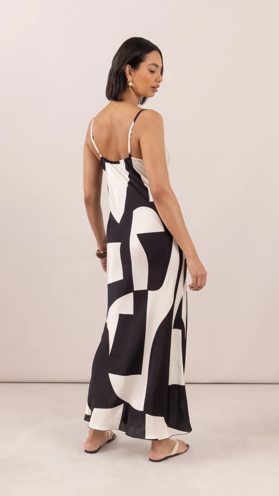 Lana Satin Dress - Abstract Print - Image 7